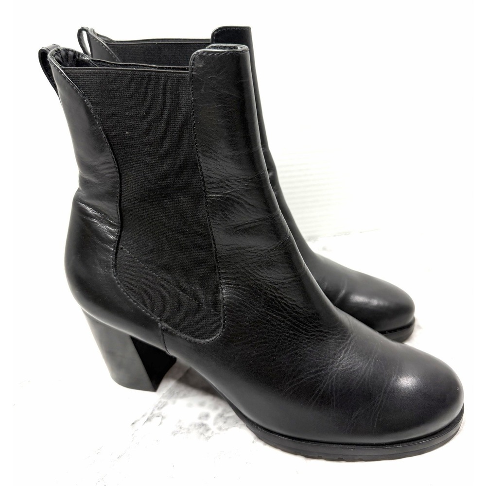 Cole Haan Black Leather 3" Heel Round Toe Ankle Pull On Boots Women's Size 11B